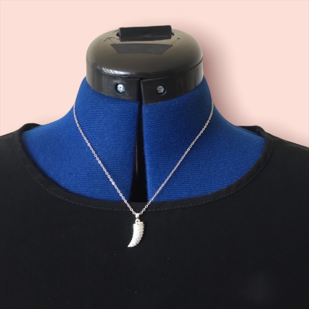 Diamond Tooth Silver Necklace